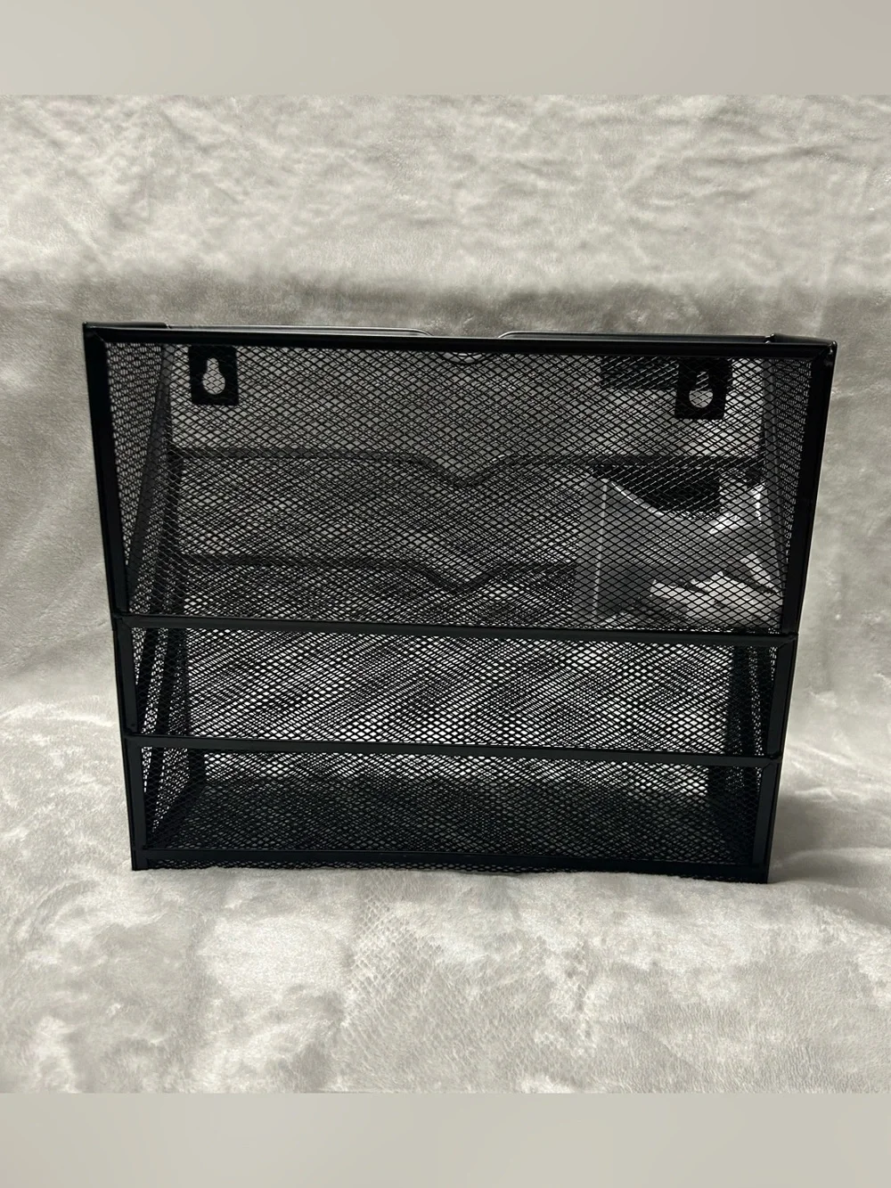 Black 3 Pockets Mesh Wall File Hanging Folder Holder Organizer Bottom Flat Tray